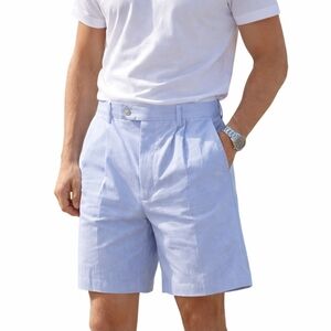 Daniel Cremieux Signature Collection Men Shorts Size 38 Blue 100% Cotton Pleated